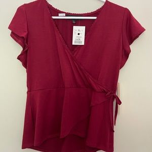 Burgundy wrap shirt